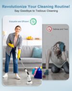 IEZFIX Electric Spin Scrubber, Bathroom Power Shower Scrubber Cleaning Brush for Tub/Tile/Floor/Toilet/Kitchen, 8 Cleaner Scrub Brush Heads, 3 Speeds 450RPM Max, Telescopic Rod Black - Image 2