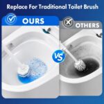 COBETE Disposable Toilet Brush Wand Kit with 50 Refills, Efficient Deep Scrubbing Toilet Bowl Cleaner Wand with Holder for Bathroom Toilet Cleaning(White) - Image 4