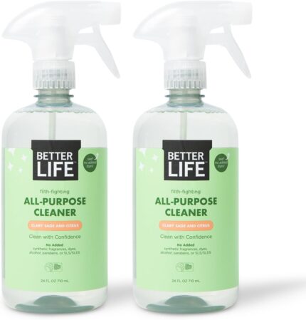 Better Life All Purpose Cleaner - Multipurpose Home and Kitchen Cleaning Spray for Glass, Countertops, Appliances, Upholstery & More - Multi-surface Spray Cleaner - 24oz (Pack of 2) Clary Sage/Citrus