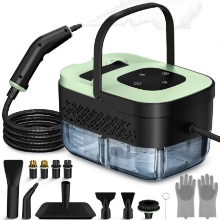 Steam Cleaner, Portable Steamer for Cleaning with 16pcs Accessories, 6-Level Adjustable and 15s Heat-Up, Handheld Steam Cleaner for Home, Tile, Dirt, Grout, Grease, Car Detailing