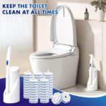 COBETE Disposable Toilet Brush Wand Kit with 50 Refills, Efficient Deep Scrubbing Toilet Bowl Cleaner Wand with Holder for Bathroom Toilet Cleaning(White) - Image 7
