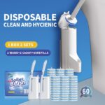 Hohoky Disposable Toilet Brush Cleaning System, Two Sets of Wands and 60p Refills Pads Replacement Heads, Wall Mounted Toliet Stick Starter Kit Bathroom Maintenance, Toilet Bowl Cleaner Holder - Image 3