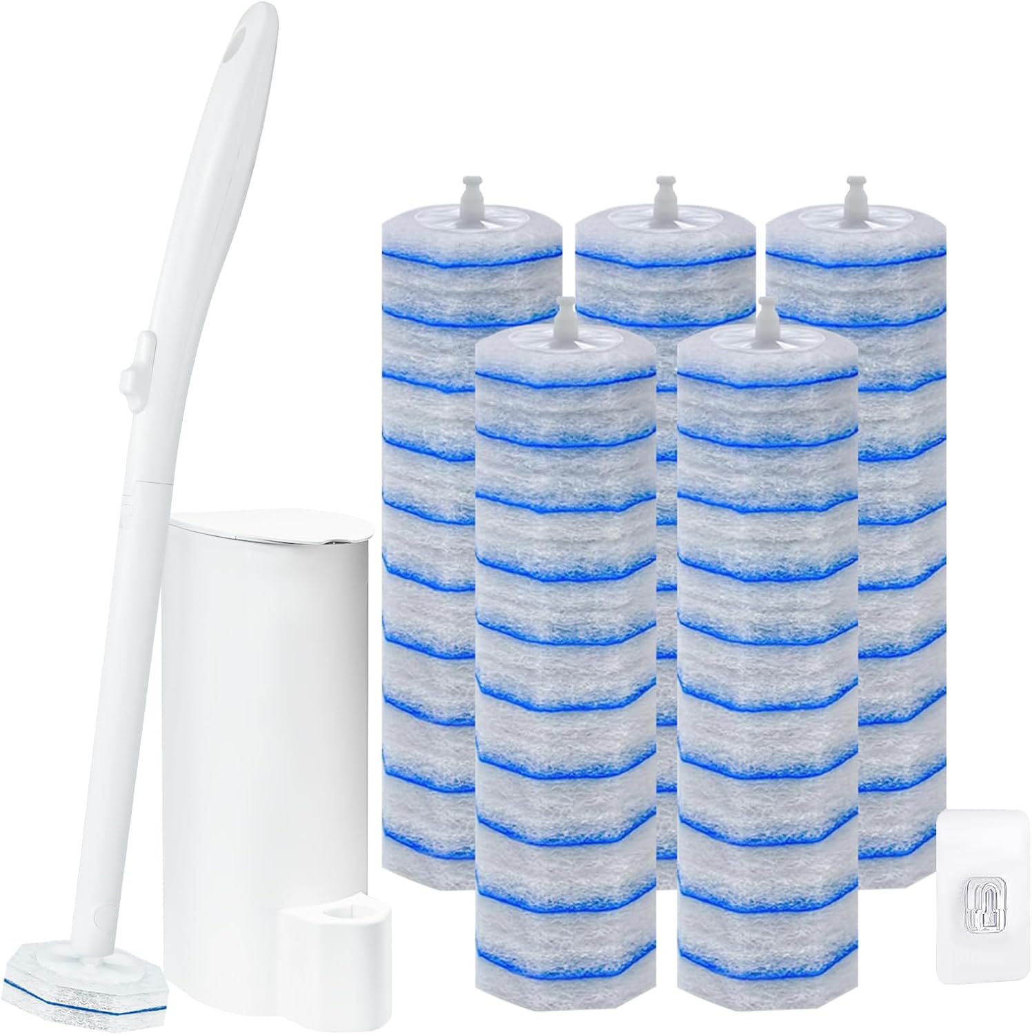Disposable Toilet Brush & Holder Set with 50 Toilet Bowl Refills for Clorox | Wall Mounted Disposable Toilet Bowl Kit, for Bathroom, Sink & Bathtub, Touchless Toilet Cleaning System
