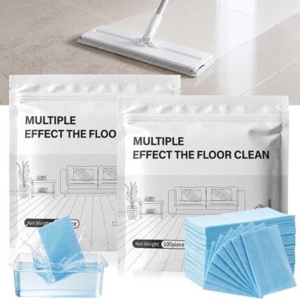 Multi-Effect Floor Cleaner Tablets, 100 Pcs Water Soluble Cleaning Sheets for Hardwood, Laminate, Tile & Glass Floors, Fast Dissolving, Fresh Scent, Multi-Surface Cleaner (Blue, 2PCS)