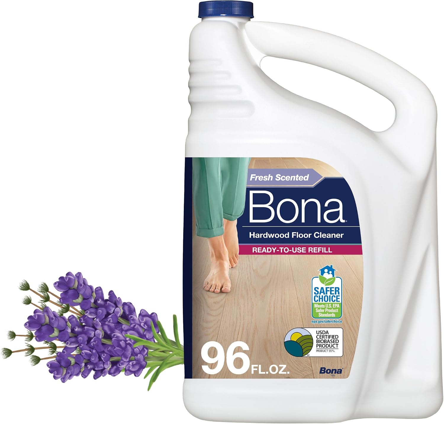 Bona Hardwood Floor Cleaner Refill - 96 fl oz - Lavender Thyme Scent | Residue-Free Floor Cleaning Solution Spray Mop and Spray Bottle Refill - For Wood Floors