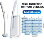 Hohoky Disposable Toilet Brush Cleaning System, Two Sets of Wands and 60p Refills Pads Replacement Heads, Wall Mounted Toliet Stick Starter Kit Bathroom Maintenance, Toilet Bowl Cleaner Holder - Image 2
