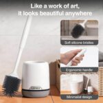 Lefree 2 Pack Silicone Toilet Brush Set with Ventilated Holder, Floor Standing & Wall Mounted Toilet Scrubber - Image 8