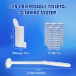 Disposable Toilet Brush & Holder Set with 50 Toilet Bowl Refills for Clorox | Wall Mounted Disposable Toilet Bowl Kit, for Bathroom, Sink & Bathtub, Touchless Toilet Cleaning System - Image 2