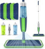 Spray Wet Mops for Floors Cleaning: Hardwood Floor Mop Kit with 2 Bottles | 5 Washable Pads for Swiffer PowerMop, 360° Swivel Head, Commercial Dust Mop Refillable, for Laminate Vinyl Wood Tiles Ceramic