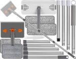 Mops for Floor Cleaning with 57" Long Handle, Baseboard Cleaner Tool with 84" Handle, 2 Reusable Pads, Wet and Dust Mopping for Hardwood, Laminate, Tile Floor, Skirting Board, 7Pcs Gray
