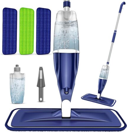 Microfiber Spray Mops for Floors Cleaning: Wet Dry Mop Hardwood Floor Mops | 3 Washable Reusable Pads for Swiffer Powermop, Flat Mop with Sprayer Microfiber Dust Mop, for Tile Wood Laminate Vinyl Marble