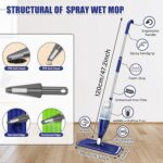 Microfiber Spray Mops for Floors Cleaning: Wet Dry Mop Hardwood Floor Mops | 3 Washable Reusable Pads for Swiffer Powermop, Flat Mop with Sprayer Microfiber Dust Mop, for Tile Wood Laminate Vinyl Marble - Image 6
